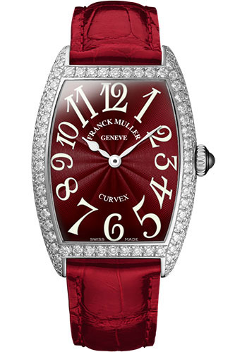 Franck Muller Watches - Cintre Curvex - Quartz - 29 mm Platinum - Dia Case - Strap - Style No: 7502 QZ D PT Red