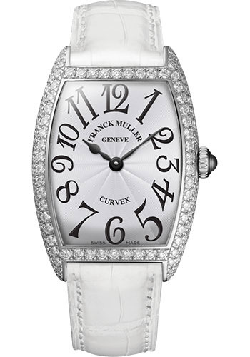 Franck Muller Watches - Cintre Curvex - Quartz - 29 mm Platinum - Dia Case - Strap - Style No: 7502 QZ D PT White White
