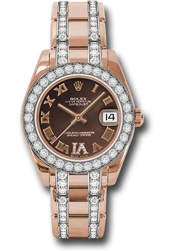 Rolex Watches - Datejust Pearlmaster 34 Everose Gold - 32 Diamond Bezel - Diamond Bracelet - Style No: 81285 chodrdp