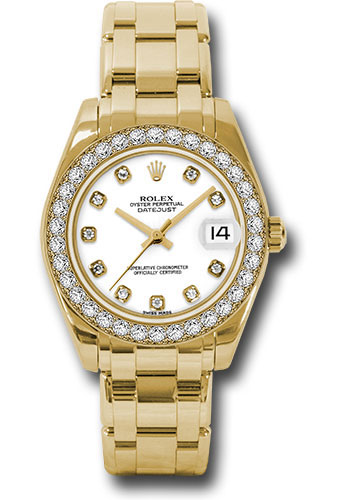 Rolex Watches - Datejust Pearlmaster 34 Yellow Gold - 34 Diamond Bezel - Style No: 81298 wd