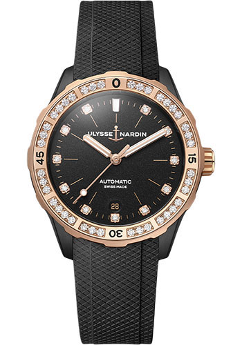 Ulysse Nardin Watches - Diver Lady 39mm - Titanium and Rose Gold - Rubber Strap - Style No: 8165-182B-3/BLACK