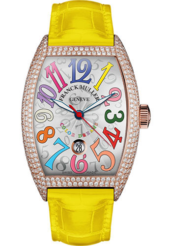 Franck Muller Watches - Cintre Curvex - Automatic - 43 mm Color Dreams - Rose Gold - Dia Case - Strap - Style No: 9880 SC DT COL DRM D7 5N White Yellow