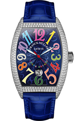Franck Muller Watches - Cintre Curvex - Automatic - 43 mm Color Dreams - Stainless Steel - Dia Case - Strap - Style No: 9880 SC DT COL DRM D7 AC Blue