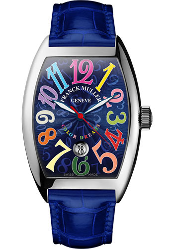Franck Muller Watches - Cintre Curvex - Automatic - 43 mm Color Dreams - White Gold - Strap - Style No: 9880 SC DT COL DRM OG Blue