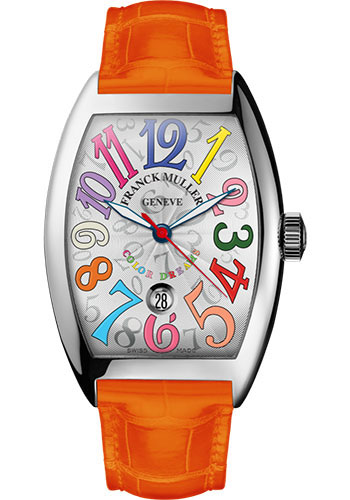 Franck Muller Watches - Cintre Curvex - Automatic - 43 mm Color Dreams - White Gold - Strap - Style No: 9880 SC DT COL DRM OG White Orange
