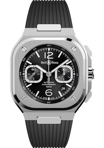 Bell & Ross Watches - BR 05 Chrono Black Steel - Style No: BR05C-BLC-ST/SRB