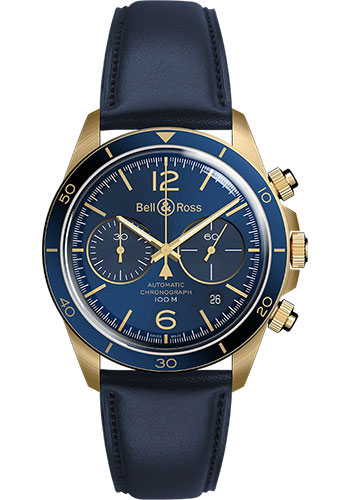 Bell & Ross Watches - BR V2-94 Aeronavale Bronze - Style No: BRV294-BLU-BR/SCA