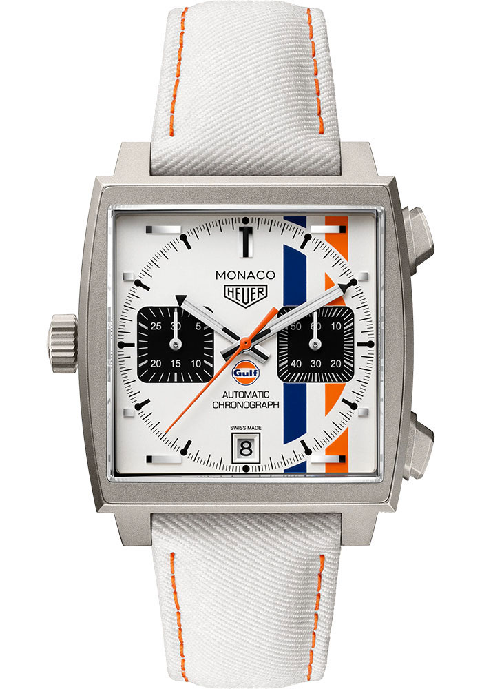 Tag Heuer Watches - Monaco Chronograph Automatic 39 mm - Titanium - Fabric Strap - Style No: CAW218G.EB0393