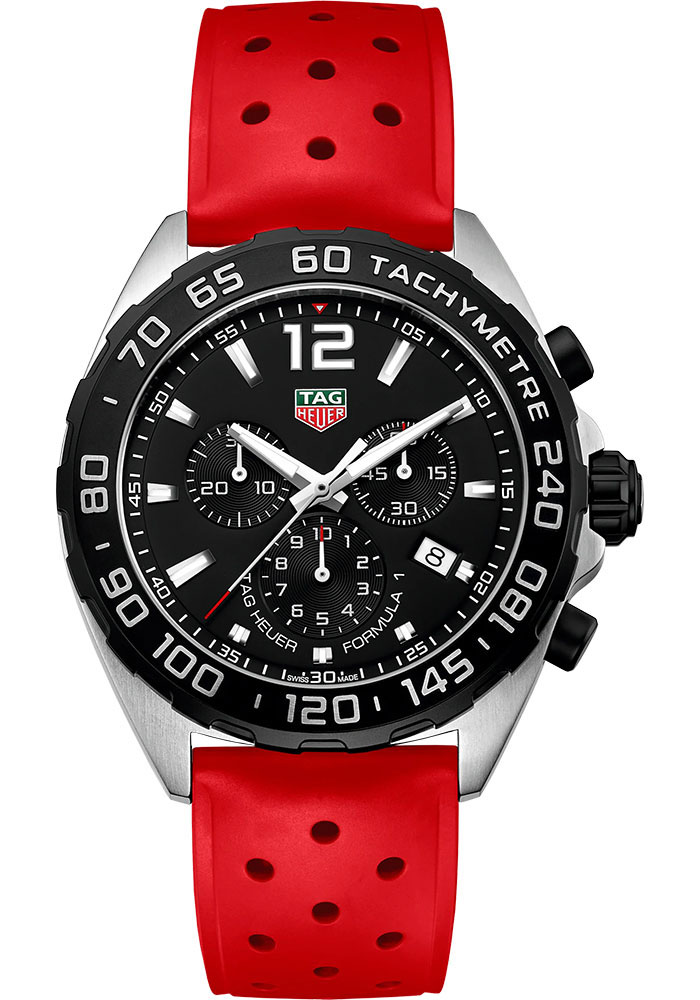 Tag Heuer Watches - Formula 1 Chronograph Quartz 43 mm - Steel - Rubber Strap - Style No: CAZ1010.FT8030