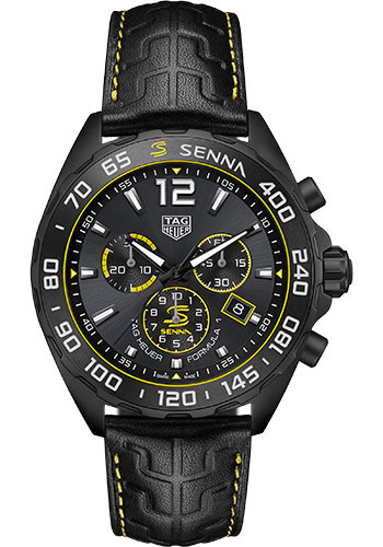 Tag Heuer Watches - Formula 1 Quartz Chronograph 43 mm - Steel DLC - Leather Strap - Style No: CAZ101AJ.FC6487
