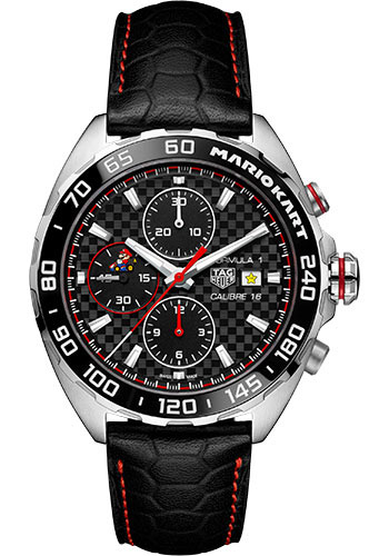 Tag Heuer Watches - Formula 1 x Mario Kart Automatic Chronograph 44 mm - Steel - Leather Strap - Style No: CAZ201E.FC6517