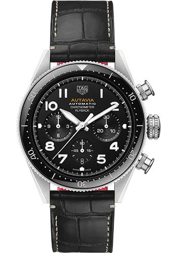 Tag Heuer Watches - Autavia Chronometer Flyback Automatic Chronograph 42 mm - Steel - Leather Strap - Style No: CBE511A.FC8279