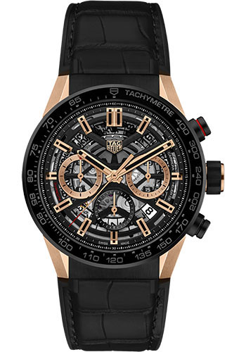 Tag Heuer Watches - Carrera Automatic Chronograph 43 mm - Steel and Gold PVD - Leather Strap - Style No: CBG2050.FC6426
