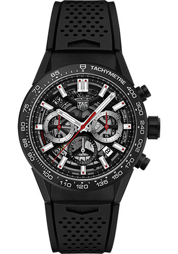 Tag Heuer Watches - Carrera Automatic Chronograph 43 mm - Sapphire - Black PVD Coated Steel - Rubber Strap - Style No: CBG2090.FT6145