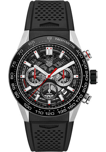 Tag Heuer Watches - Carrera Automatic Chronograph 45 mm - Steel - Rubber Strap - Style No: CBG2A10.FT6168