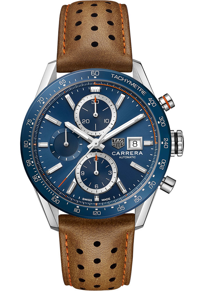 Tag Heuer Watches - Carrera Chronograph Automatic 41 mm - Steel - Leather Strap - Style No: CBM2112.FC6455