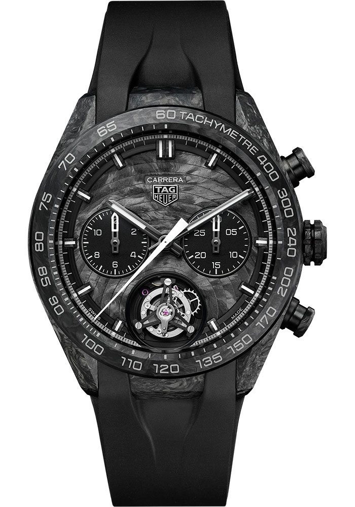 Tag Heuer Watches - Carrera Chronograph Tourbillon 44 mm - Steel - Rubber Strap - Style No: CBU5091.FT6305