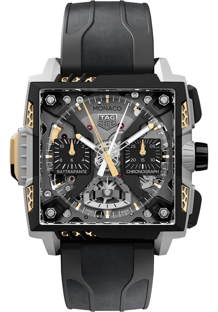 Tag Heuer Watches - Monaco Split-Seconds Chronograph Air 1 Automatic 41 mm - Titanium - Rubber And Alcantara Leather Strap - Style No: CBW218B.FT8124