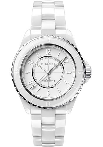 Watch Chanel J12 Baguette Diamond Bezel 38 mm  J12 Ceramic - White Gold -  Diamonds - White Dial - Bracelet Ceramic