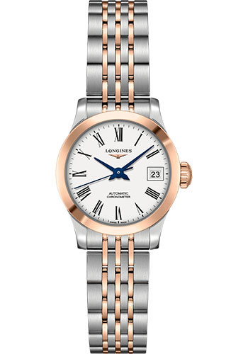 Longines Watches - Record collection 26 mm - Steel And Pink Gold Cap 200 - Bracelet - Style No: L2.320.5.11.7