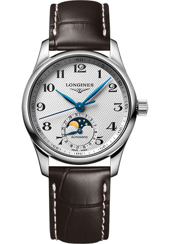 Longines Watches - Master Collection 34 mm - Moon Phase - Steel - Alligator Strap - Style No: L2.409.4.78.3