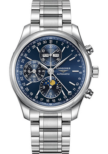 Longines Watches - Master Collection 42 mm - Moon Phase Chronograph - Steel - Bracelet - Style No: L2.773.4.92.6