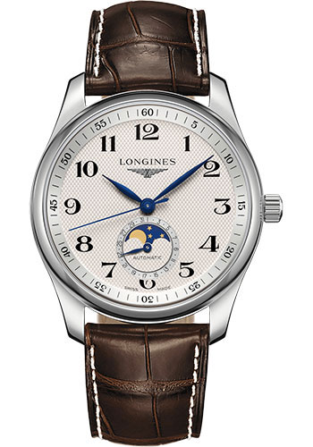 Longines Watches - Master Collection 40 mm - Moon Phase - Steel - Alligator Strap - Style No: L2.909.4.78.3