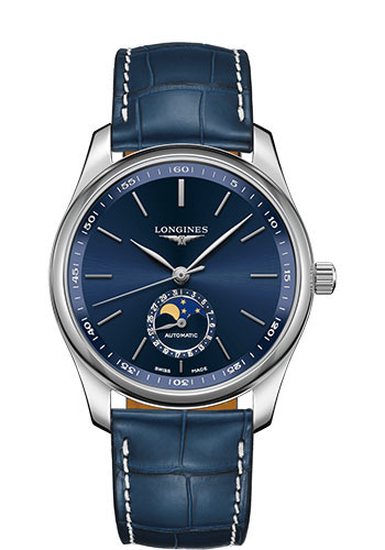 Longines Watches - Master Collection 40 mm - Moon Phase - Steel - Alligator Strap - Style No: L2.909.4.92.0