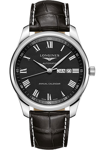Longines Watches - Master Collection 42 mm - Annual Calendar - Steel - Alligator Strap - Style No: L2.920.4.51.7