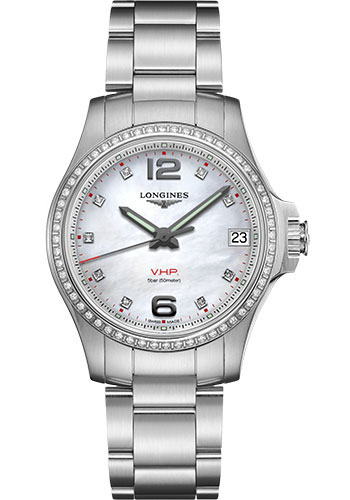 Longines Watches - Conquest V.H.P. 36 mm - Steel With Diamonds - Bracelet - Style No: L3.316.0.87.6