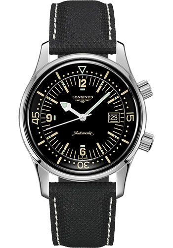 Longines Watches - Legend Diver Watch 42 mm - Steel - Leather Strap - Style No: L3.774.4.50.0