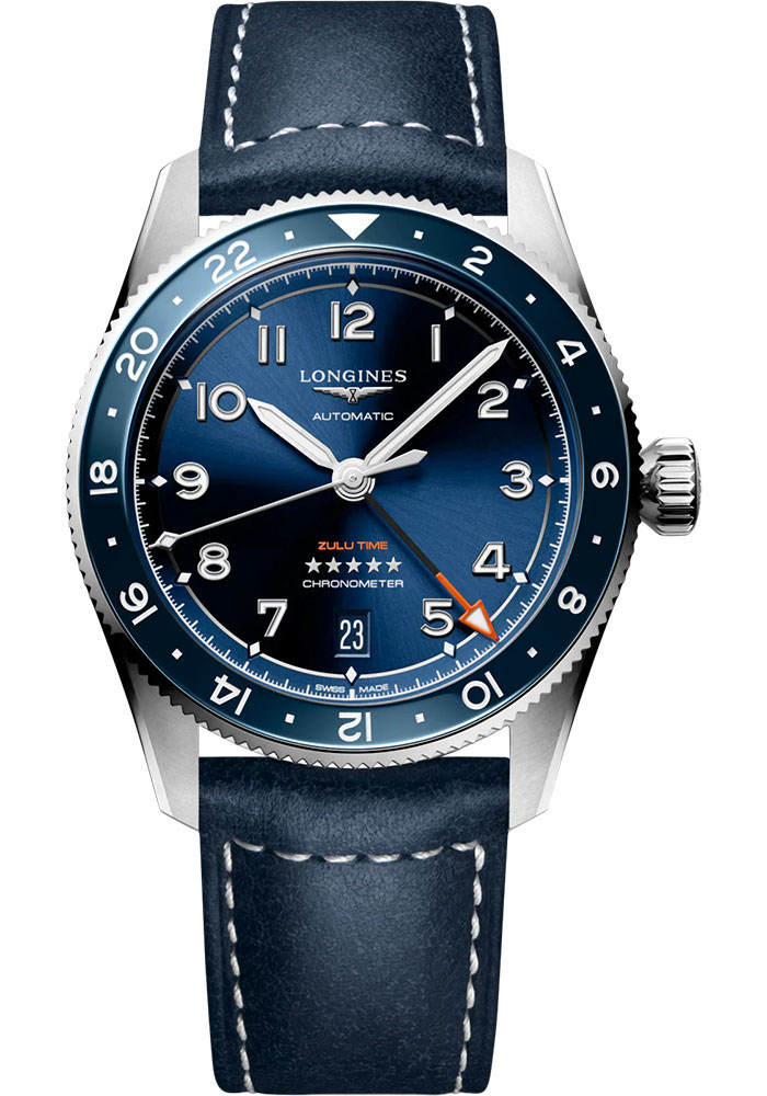 Longines Watches - Spirit Zulu Time 39 mm - Leather Strap - Style No: L3.802.4.93.2