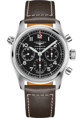 Longines Watches - Spirit 42 mm - Chronograph - Leather Strap - Style No: L3.820.4.53.0