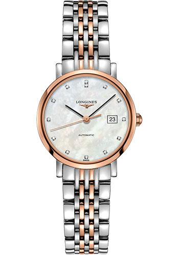 Longines Watches - Elegant Collection 29 mm - Steel And Pink Gold Cap 200 - Bracelet - Style No: L4.310.5.87.7