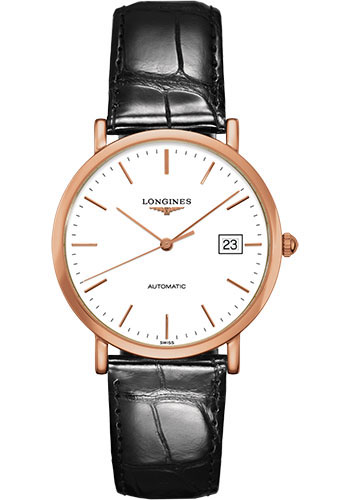 Longines Watches - Elegant Collection 37 mm - Pink Gold - Alligator Strap - Style No: L4.787.8.12.0
