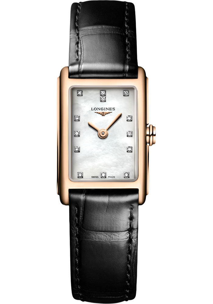 Longines Watches - DolceVita 17.70 X 27 mm - Quartz - Pink Gold - Alligator Strap - Style No: L5.258.8.87.0