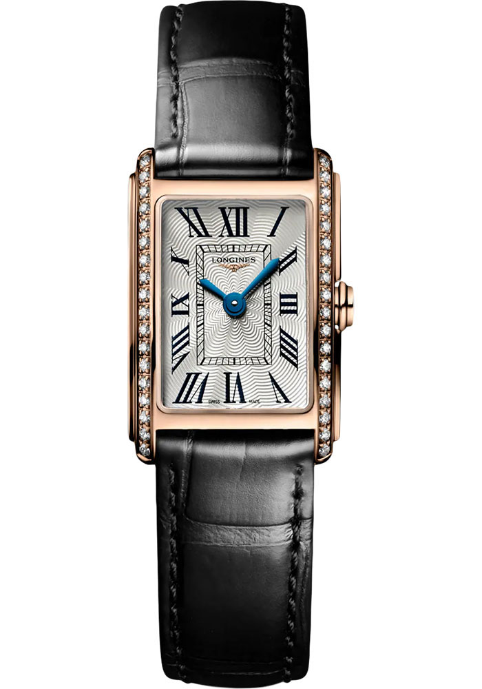 Longines Watches - DolceVita 17.70 X 27 mm - Quartz - Pink Gold With Diamonds - Alligator Strap - Style No: L5.258.9.71.0