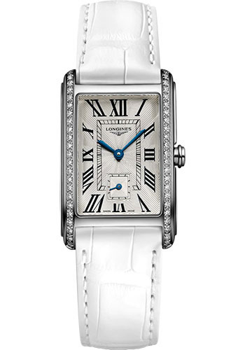 Longines Watches - DolceVita 23.30 X 37 mm - Quartz - Steel With Diamonds - Alligator Strap - Style No: L5.512.0.71.2