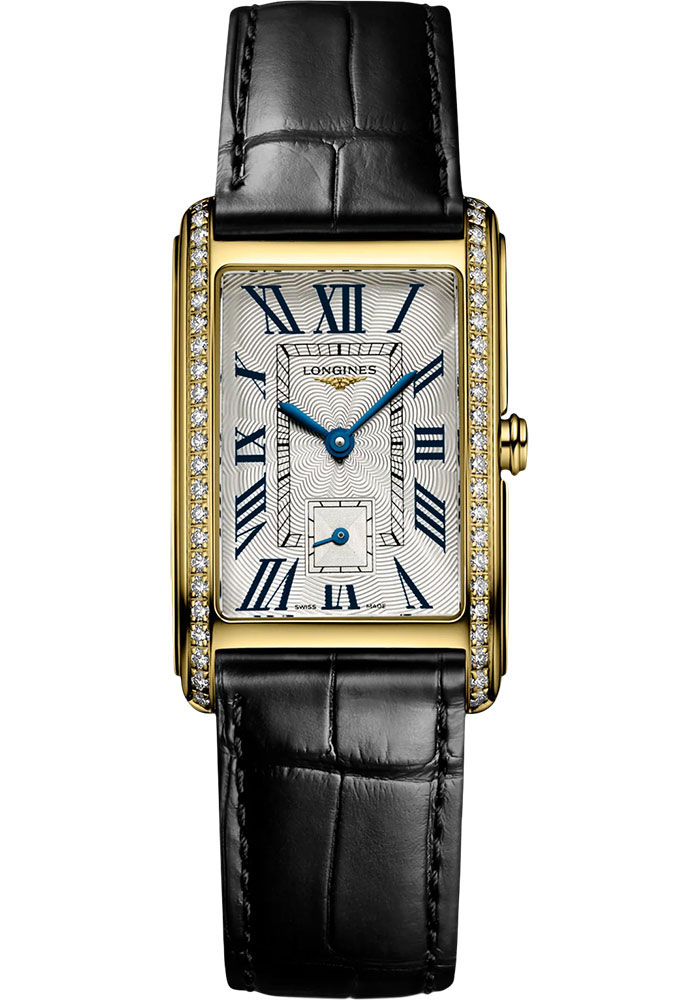 Longines Watches - DolceVita 23.00 X 37 mm - Quartz - Yellow Gold With Diamonds - Alligator Strap - Style No: L5.512.7.71.0