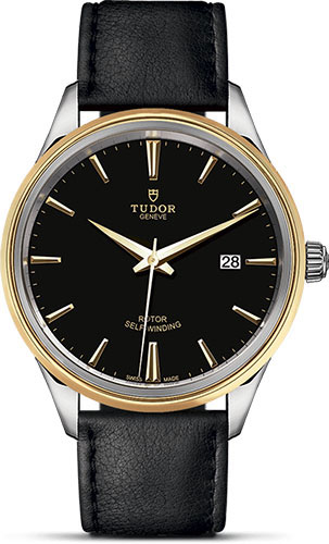 Tudor Watches - Style 41 mm - Steel and Gold - Double Bezel - Leather Strap - Style No: M12703-0009