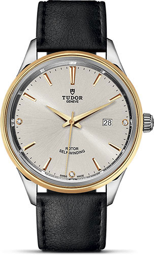 Tudor Watches - Style 41 mm - Steel and Gold - Double Bezel - Leather Strap - Style No: M12703-0011