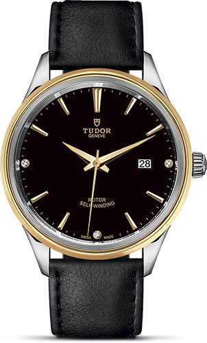 Tudor Watches - Style 41 mm - Steel and Gold - Double Bezel - Leather Strap - Style No: M12703-0012