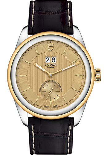 Tudor Glamour Double Date 42 mm - Steel and Gold - Leather Strap