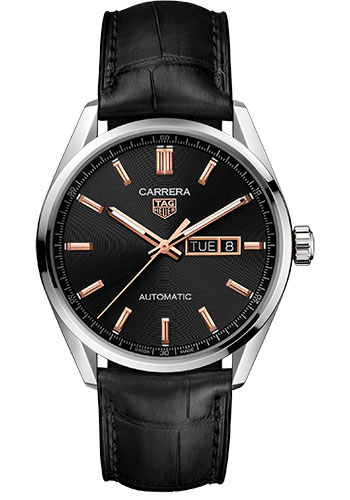 Tag Heuer Watches - Carrera Day-Date Automatic 41 mm - Steel - Leather Strap - Style No: WBN2013.FC6503