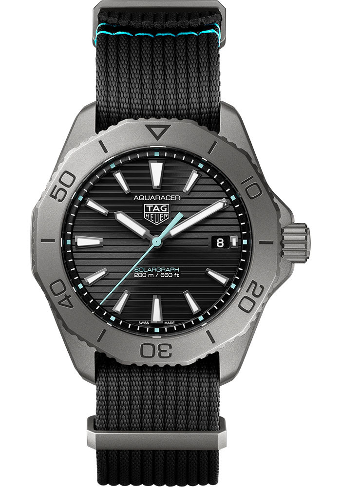 Tag Heuer Watches - Aquaracer Professional 200 Solargraph Quartz 40 mm - Titanium - Fabric Strap - Style No: WBP1180.FN8027